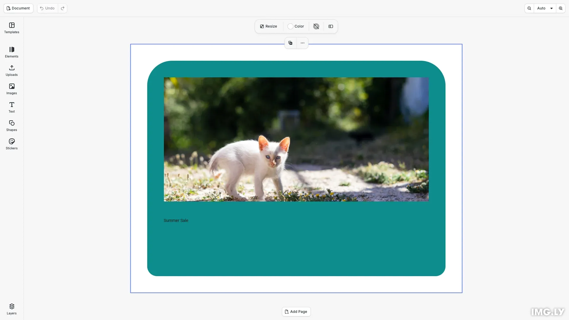 A card whose color, corner radius, image and title come from variables