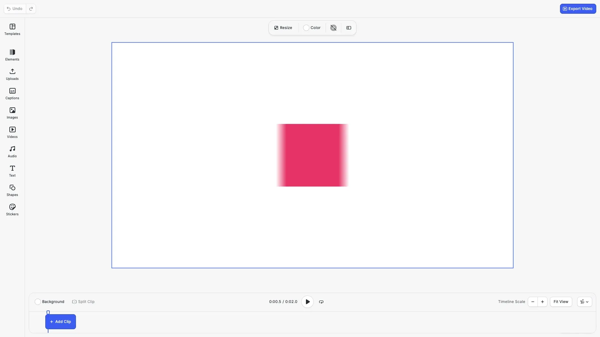 A red square blurred along its motion, shown at 0.5 seconds