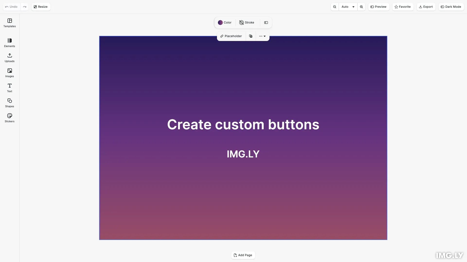 Add a New Button example showing theme and favorite toggle buttons in navigation bar
