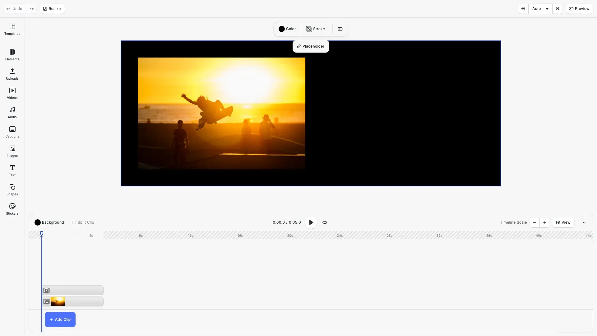 Resources example showing a scene with image and video blocks