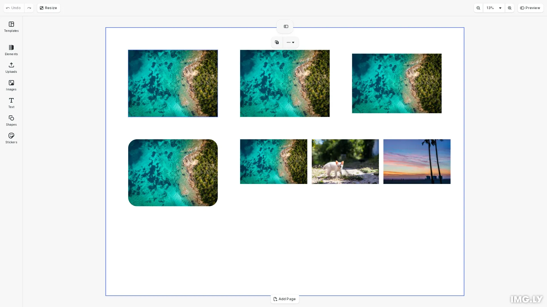 Insert Images example showing multiple images placed on a canvas