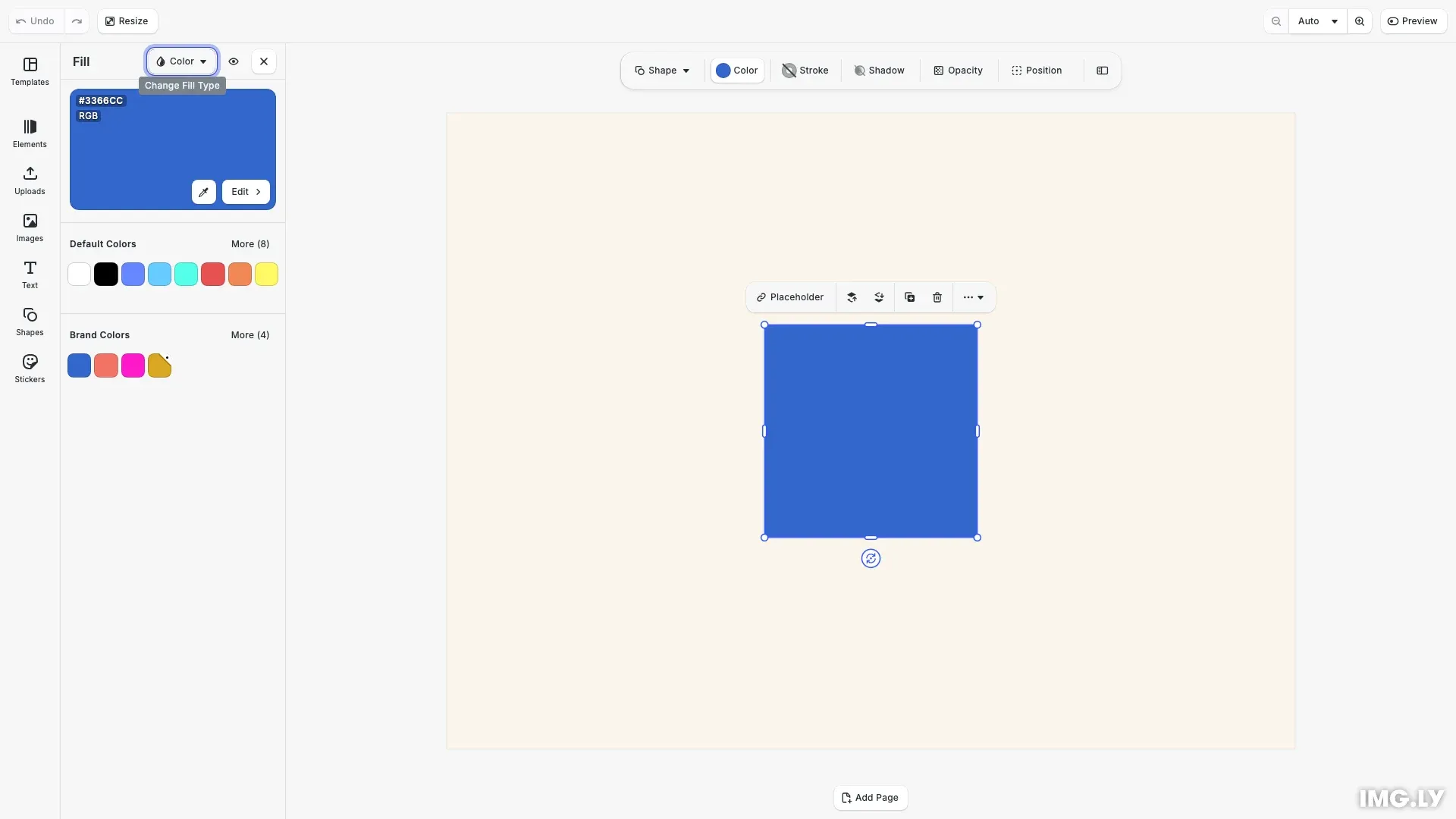 Create a Color Palette example showing custom color library in the color picker