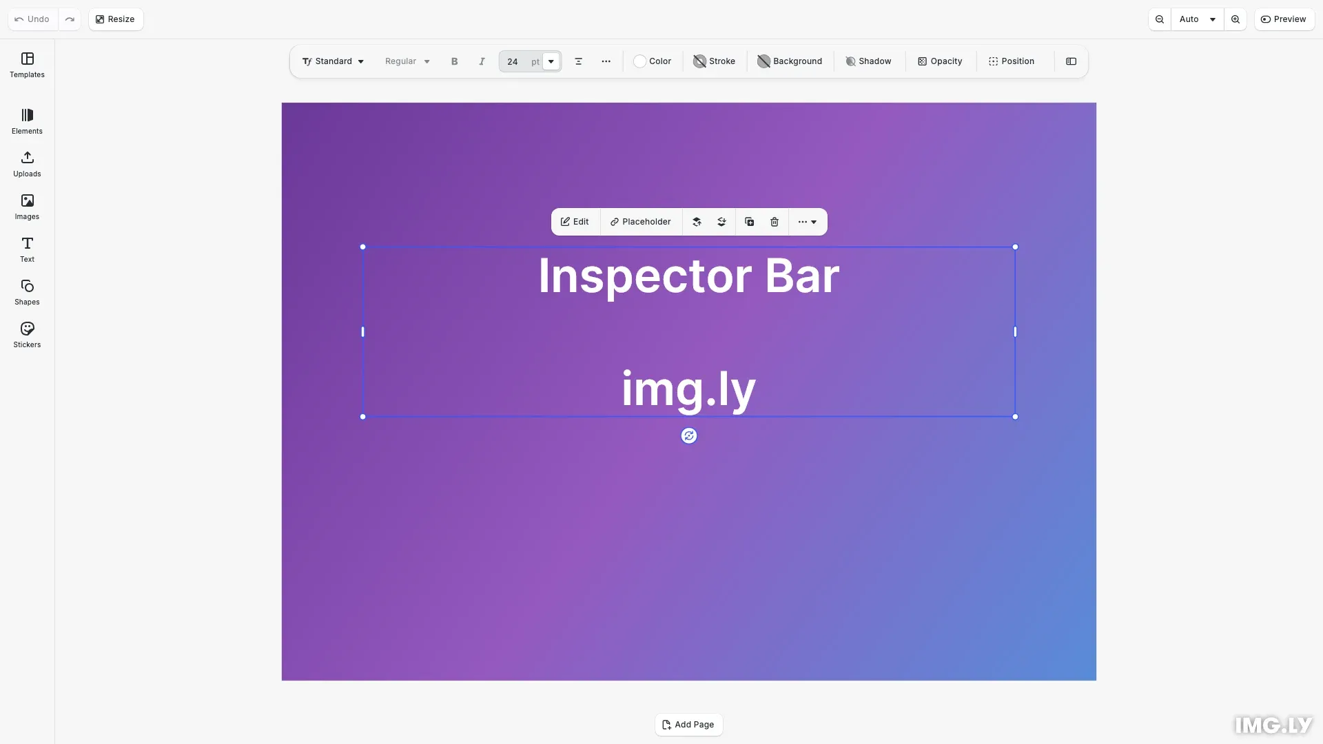Inspector bar customization showing view modes and edit mode-specific controls