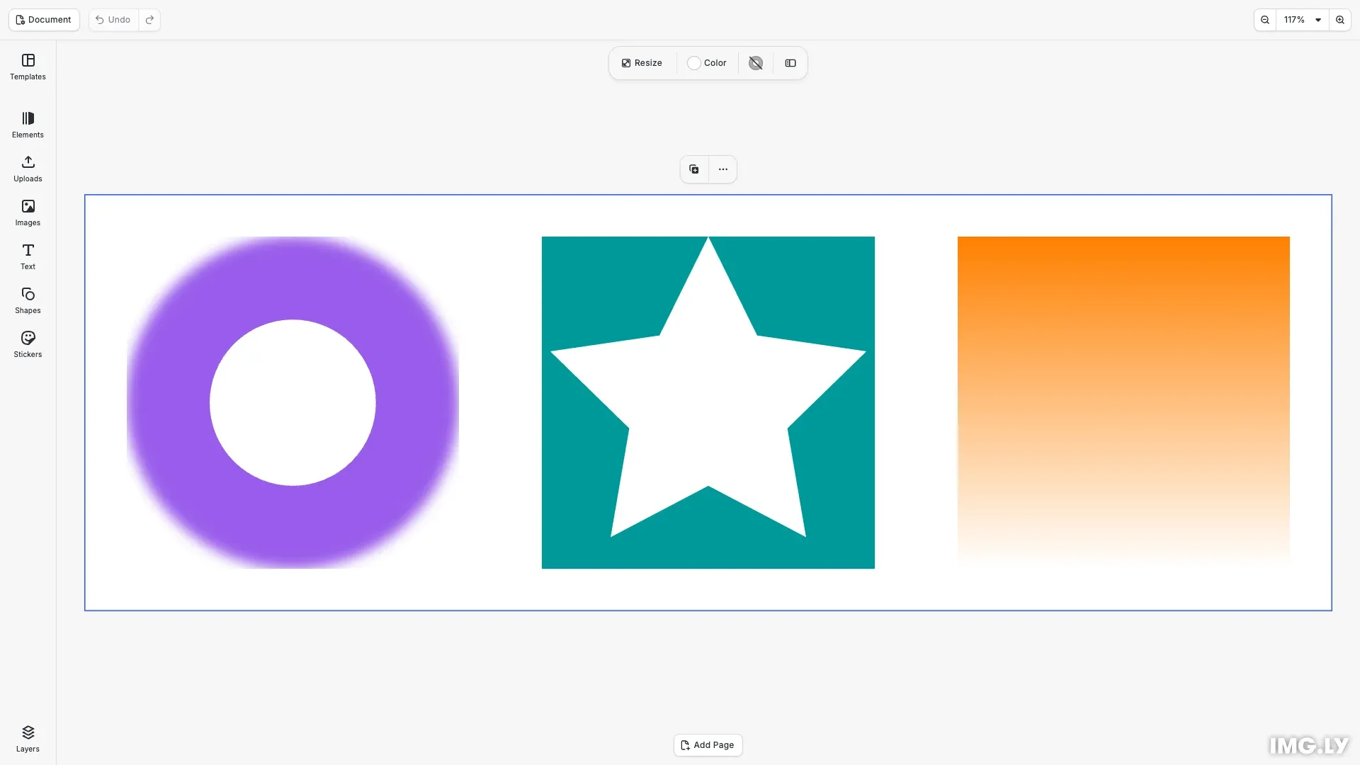Three blocks shown through shape masks and a track matte