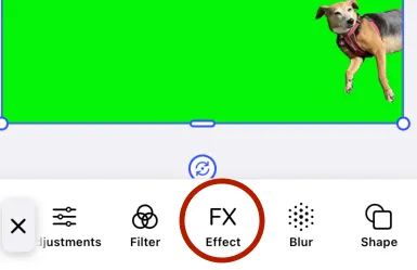 Location of the Effect button in the Inspector