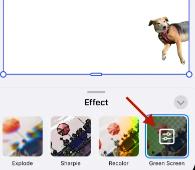 Green screen effect button showing options indicator