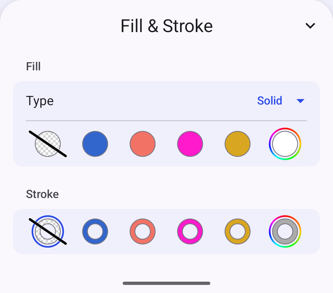 Custom color palette in the Android fill and stroke controls