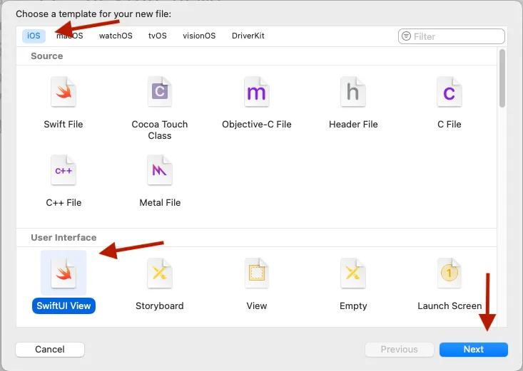 SwiftUI view chooser screen
