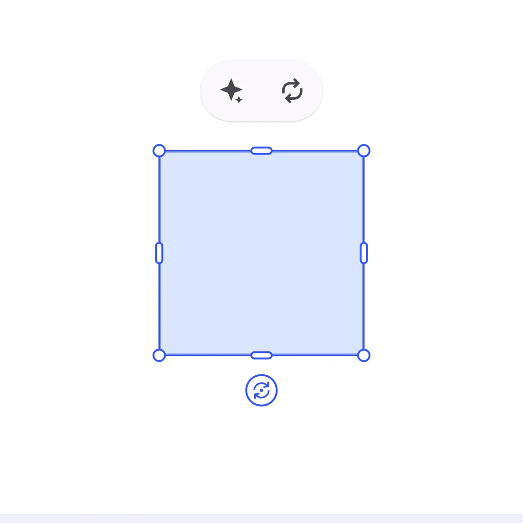 Icons example showing the Android editor with branded and built-in canvas menu icons