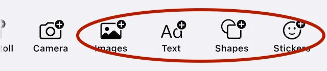 Dock with buttons to display parts of the asset library