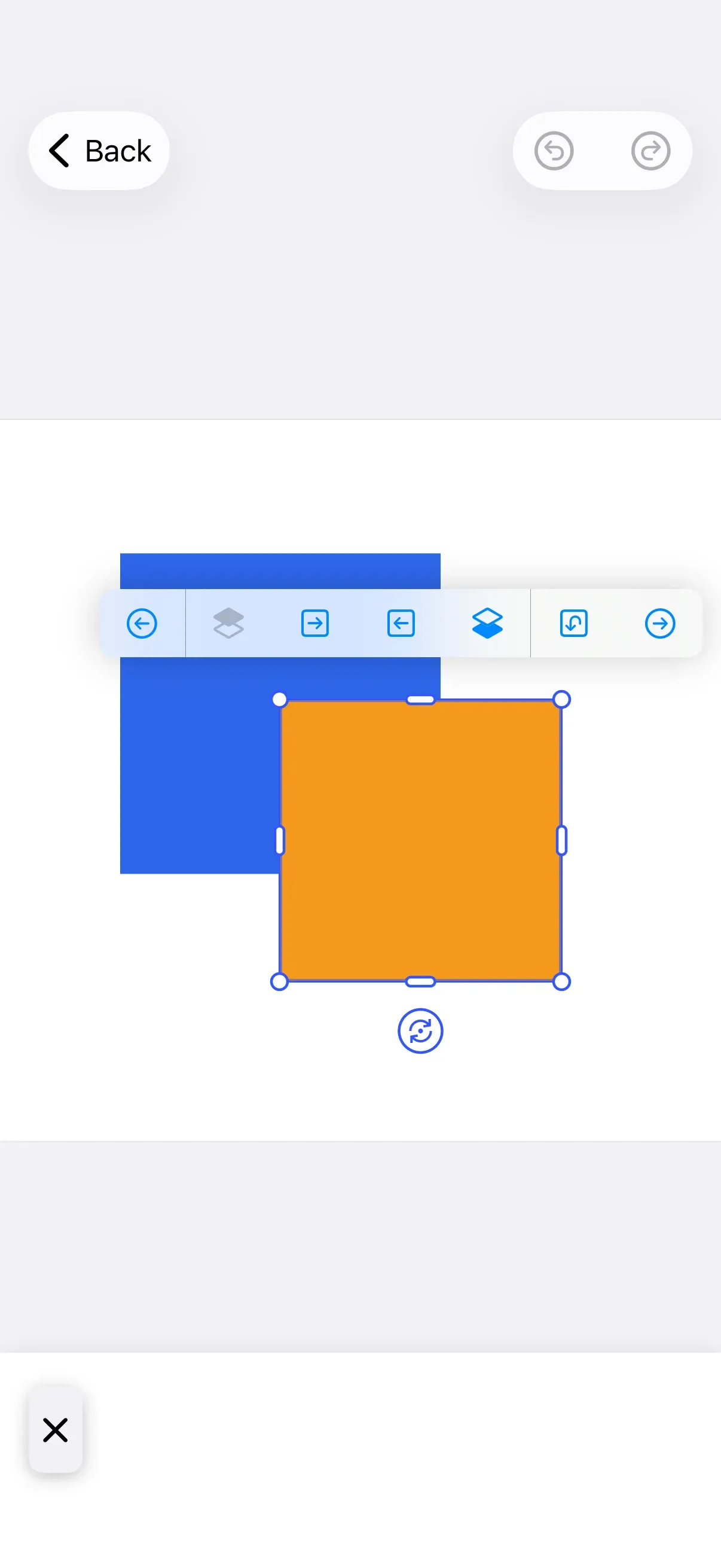 A selected block with a customized canvas menu floating beside it