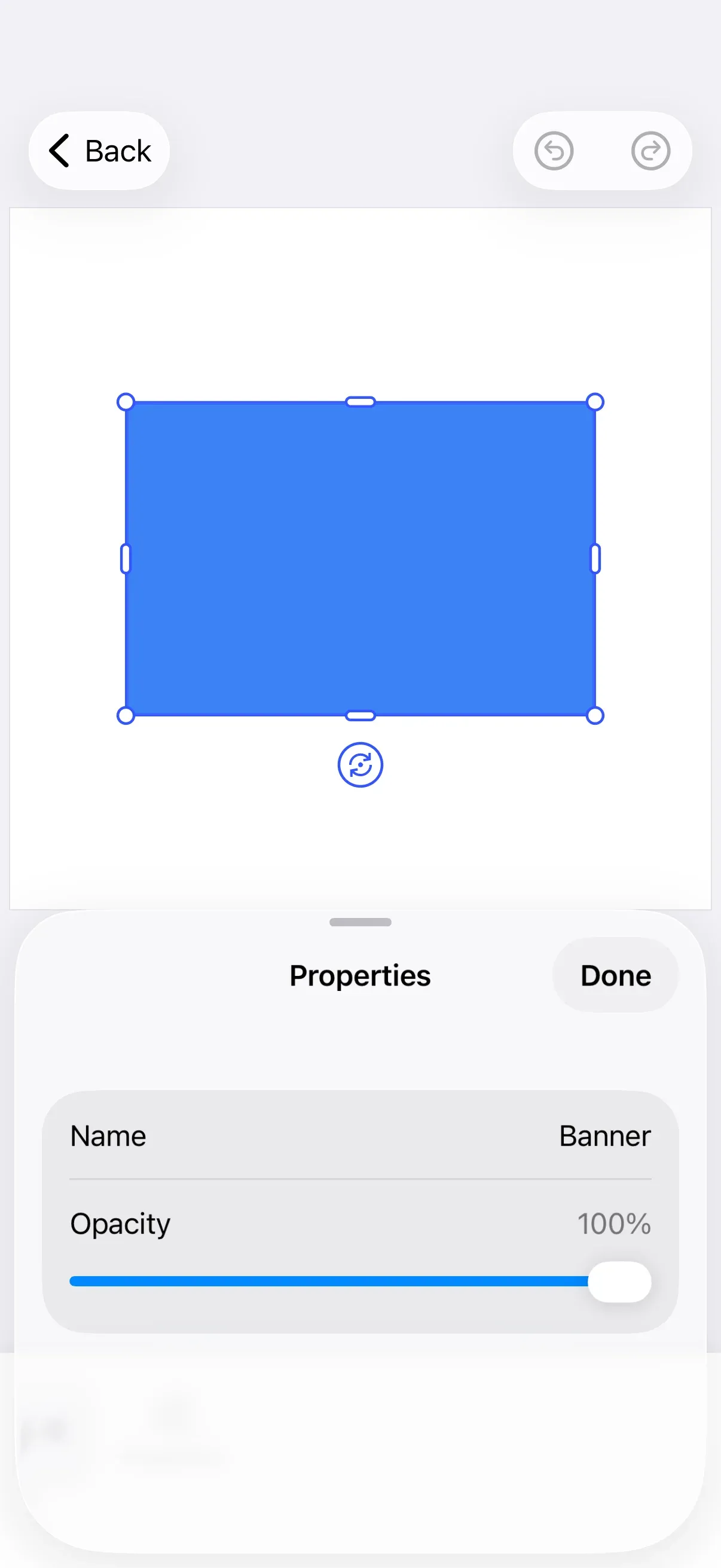 iOS editor with a custom property panel