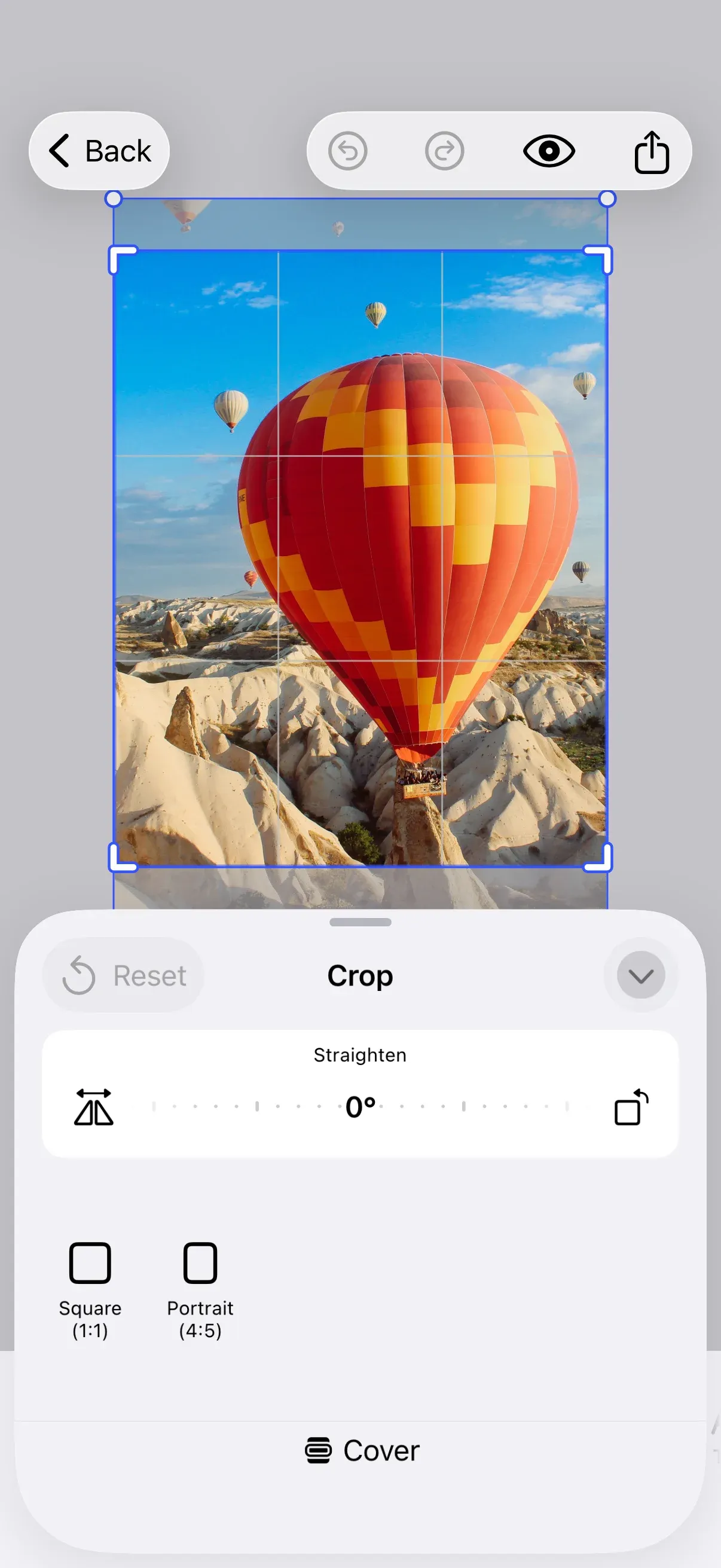 Force crop applied in the photo editor