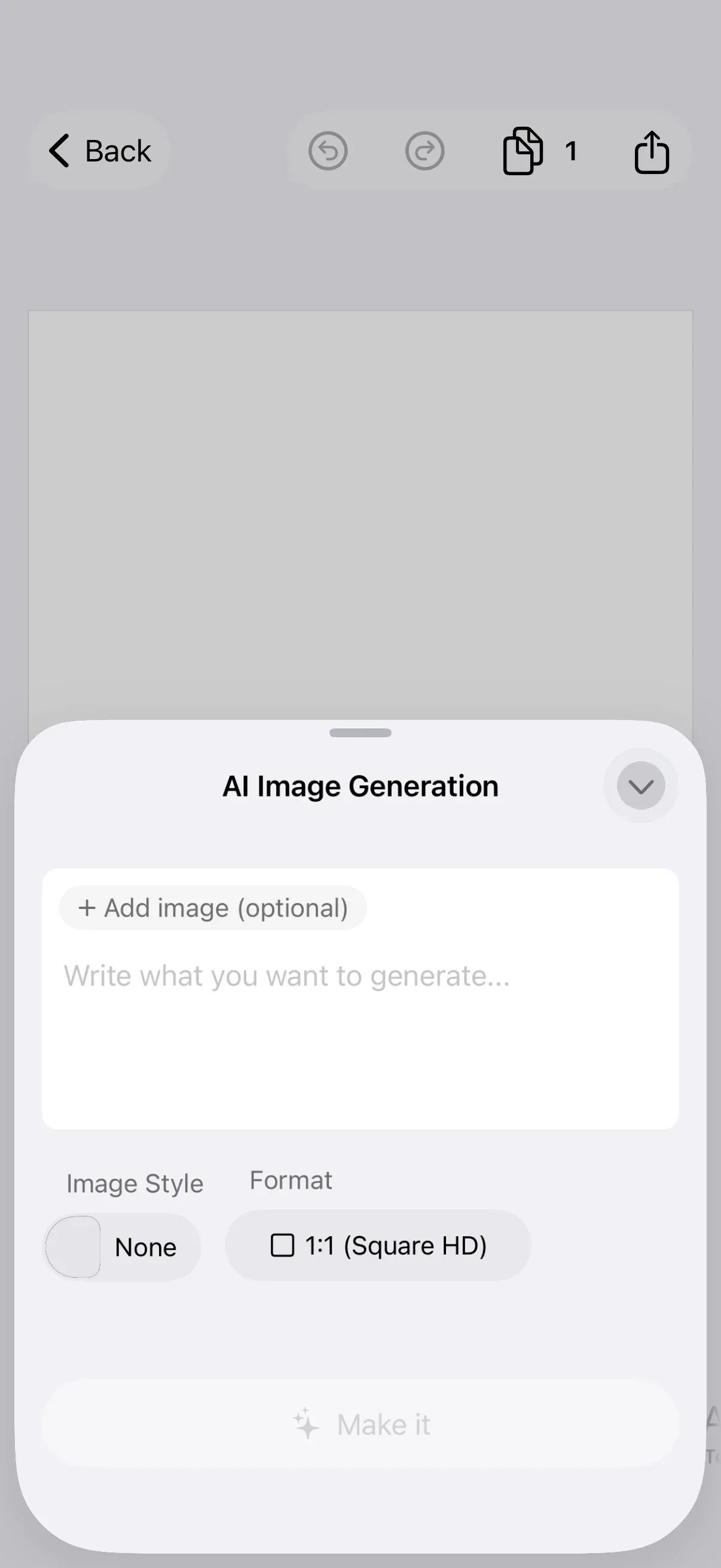 AI image generation in the editor