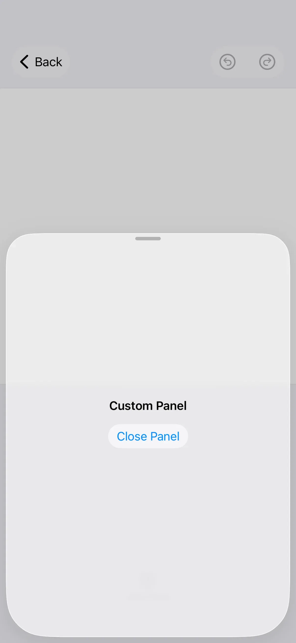 Panel on iOS