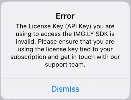 Modal of the error for a missing license