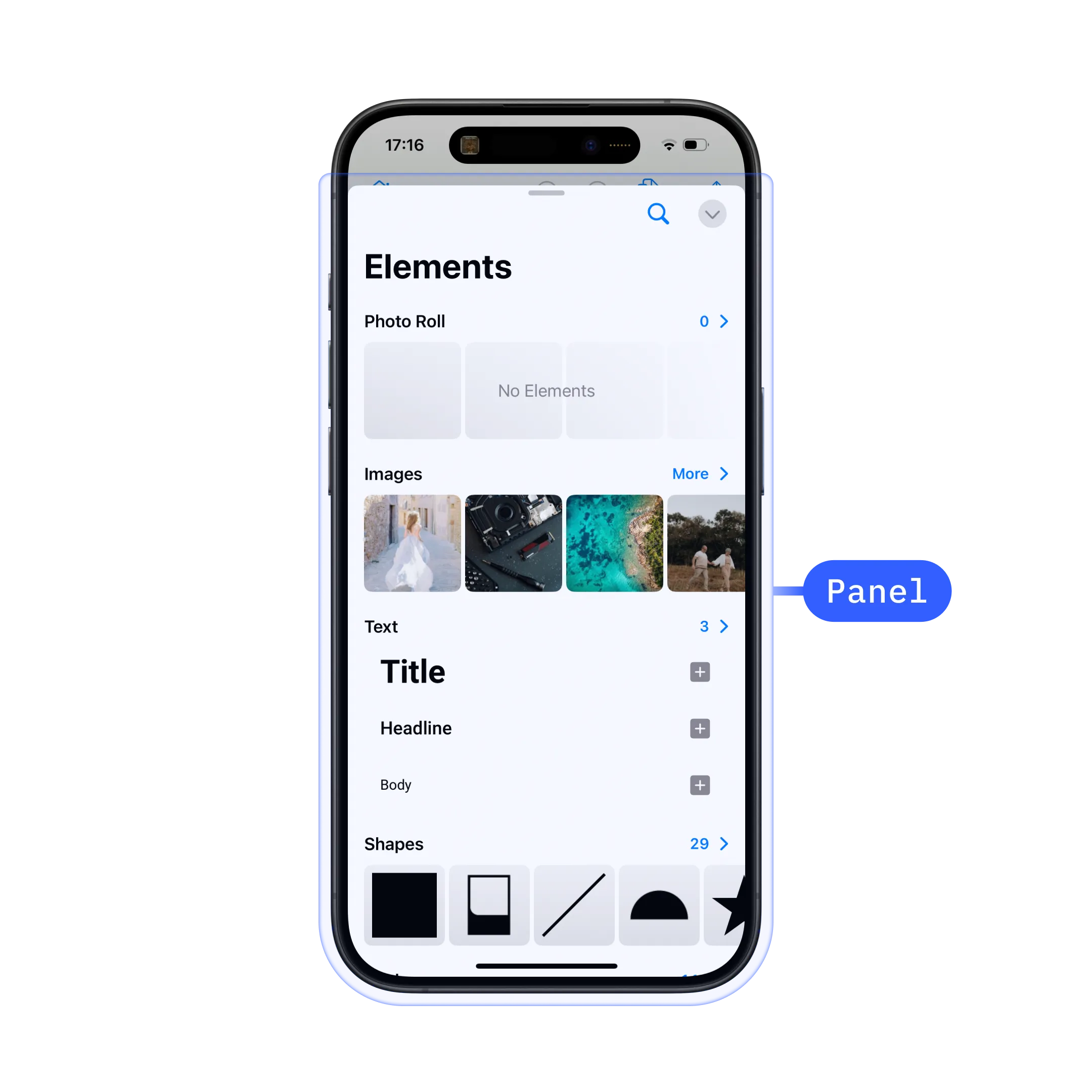 Panel on iOS