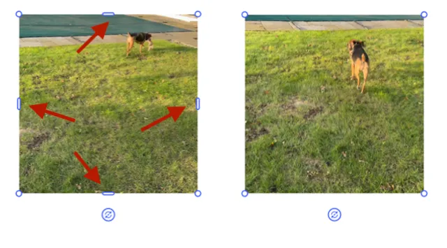The video on the left has resize handles, the one on the right does not