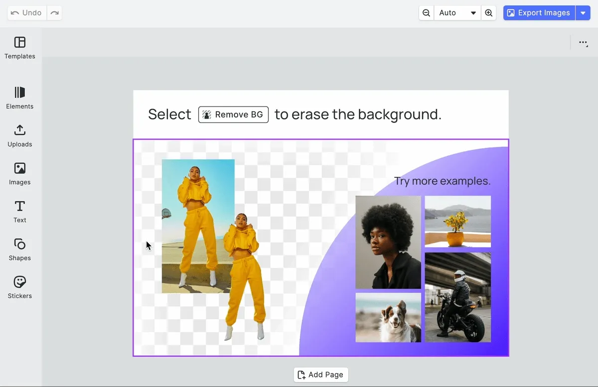 A BG Removal button added to the Canvas Menu