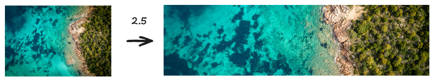 Panoramic picture by scaling the x axis by 2.5