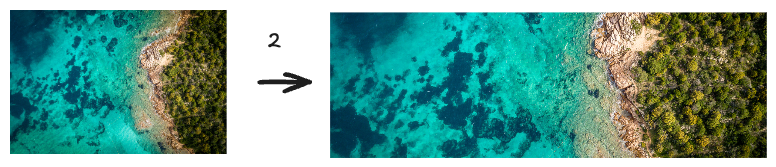 Panoramic picture by scaling the x axis by 2