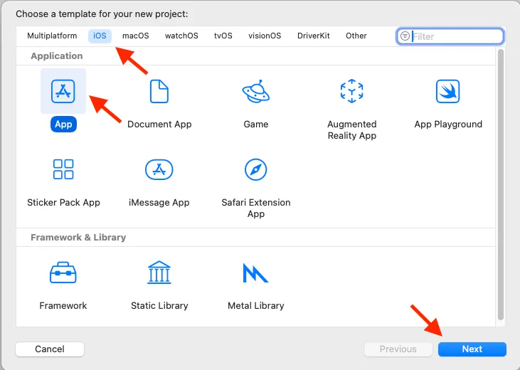 Screen grab of the template chooser