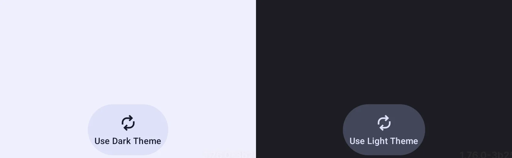 Android editor theme-toggle button in light and dark modes