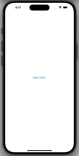Screen shot of the iPhone with the "Open Editor" button
