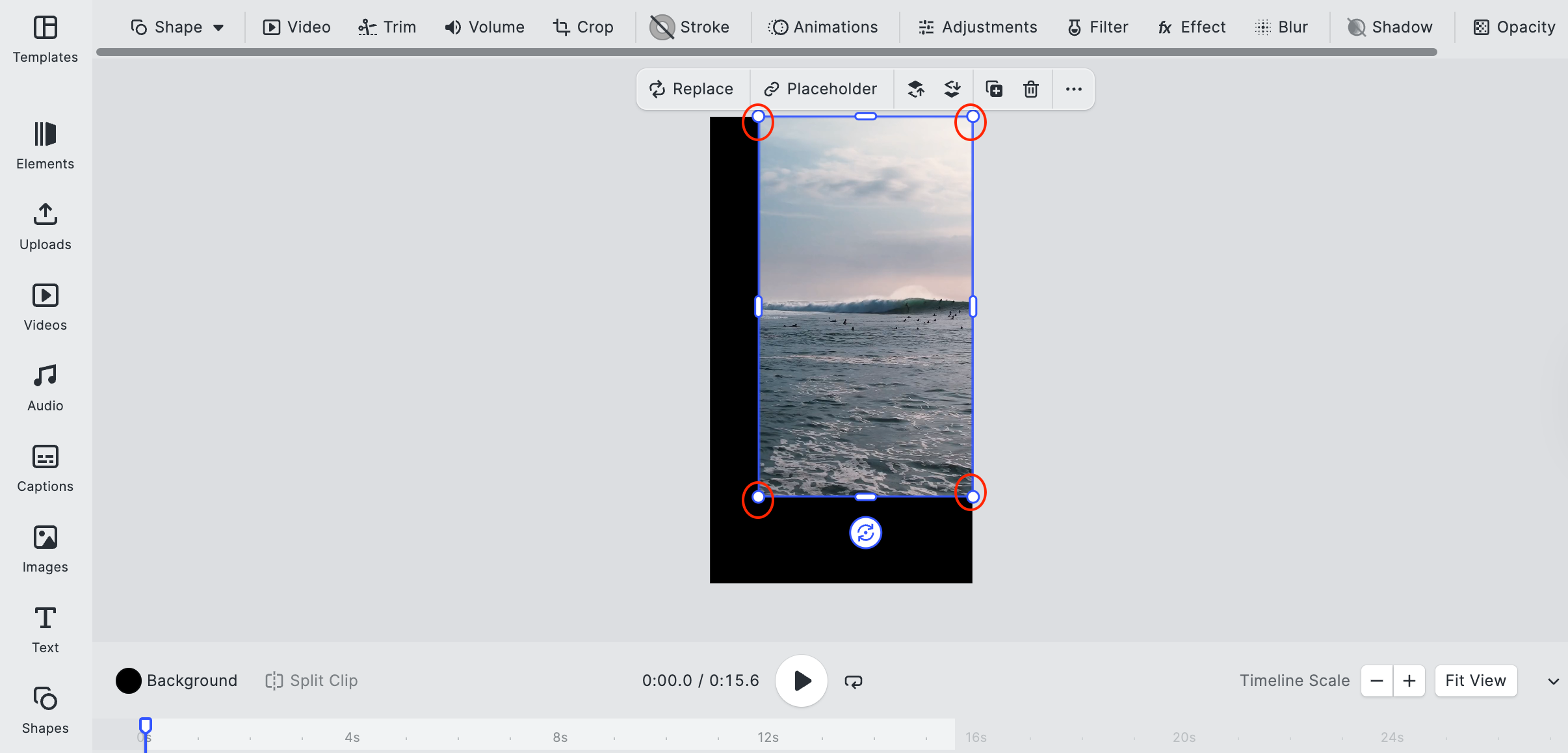 Resize handles from the default CE.SDK web editor