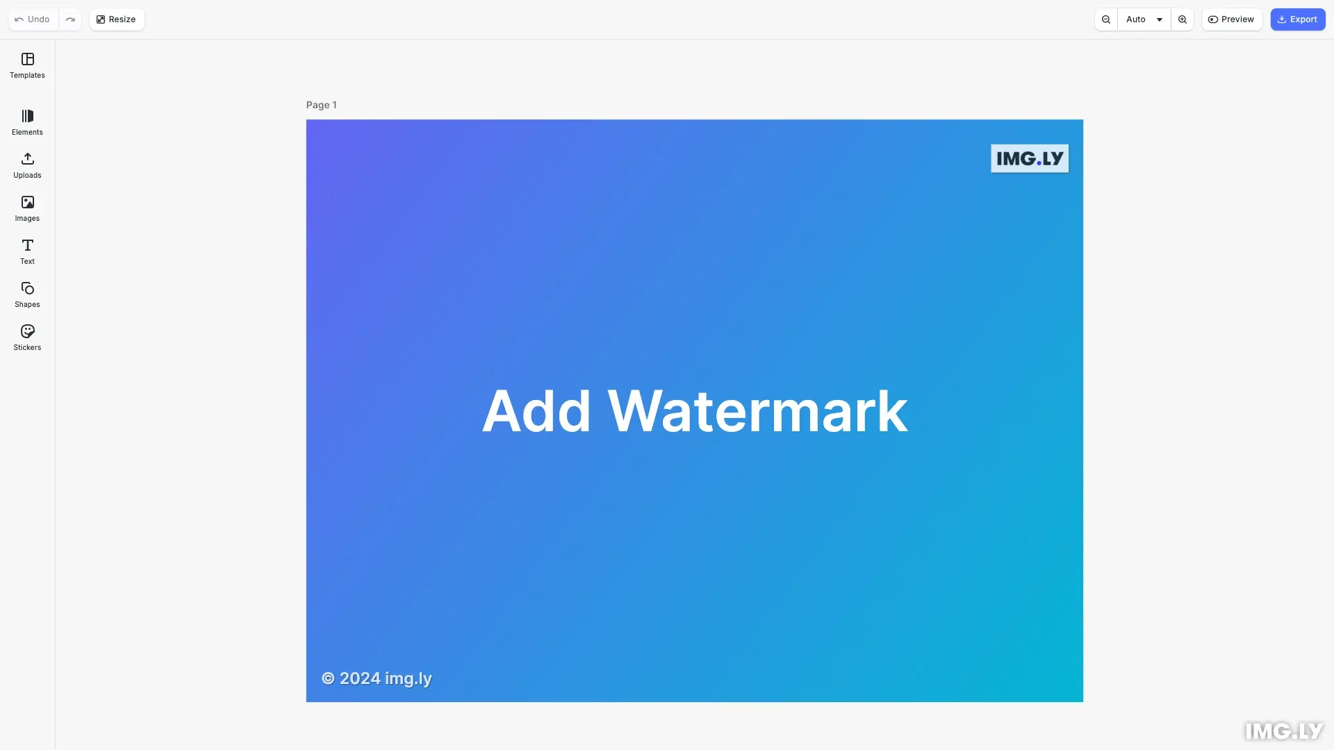 Add Watermark example showing a design with text and logo watermarks