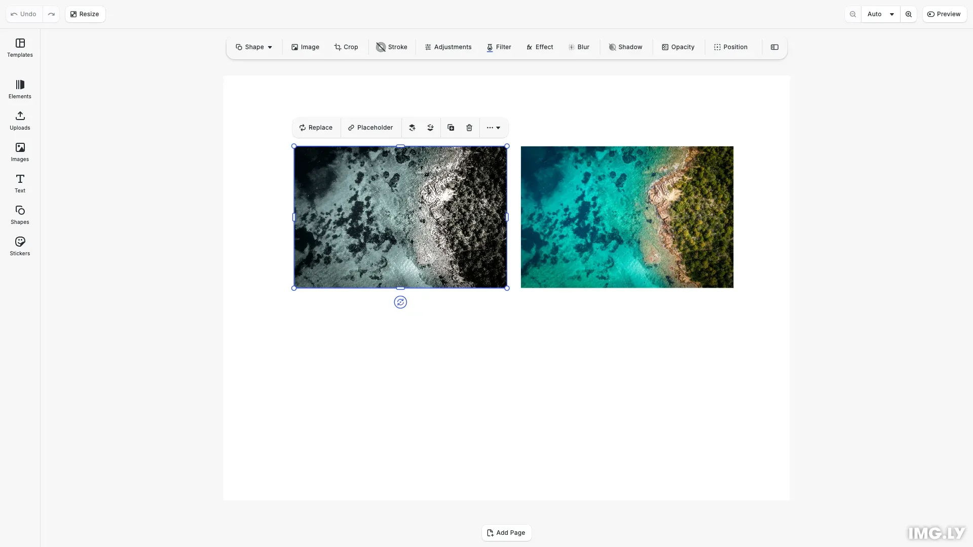Create Custom Filters example showing images with custom filters applied