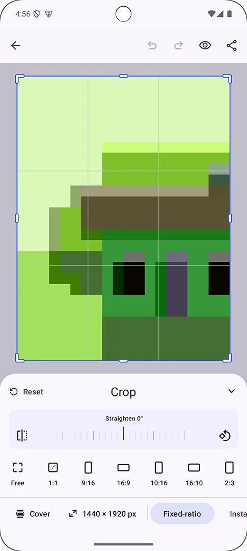 Crop presets in the Android crop interface