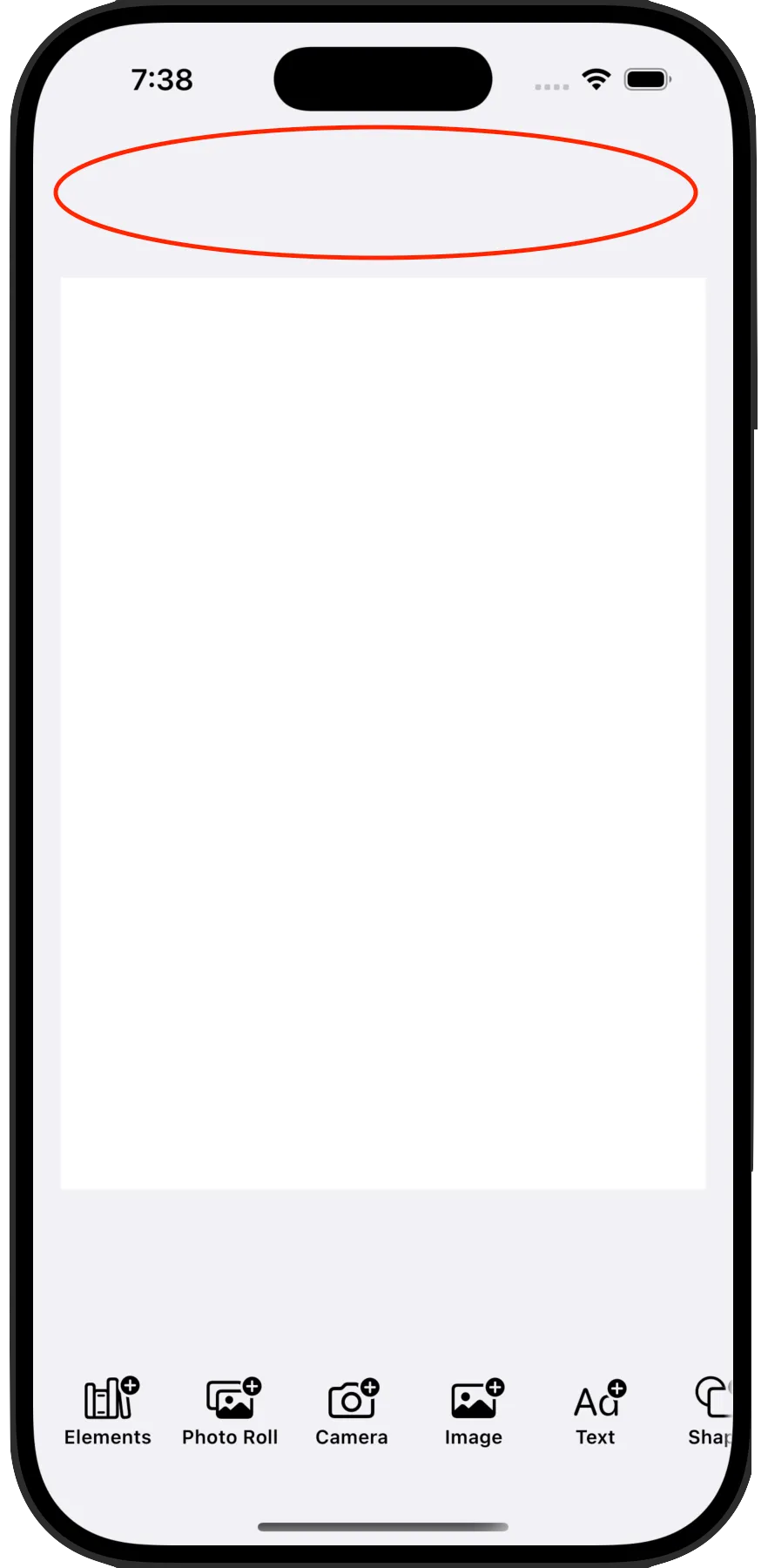Simulator screen with no top controls