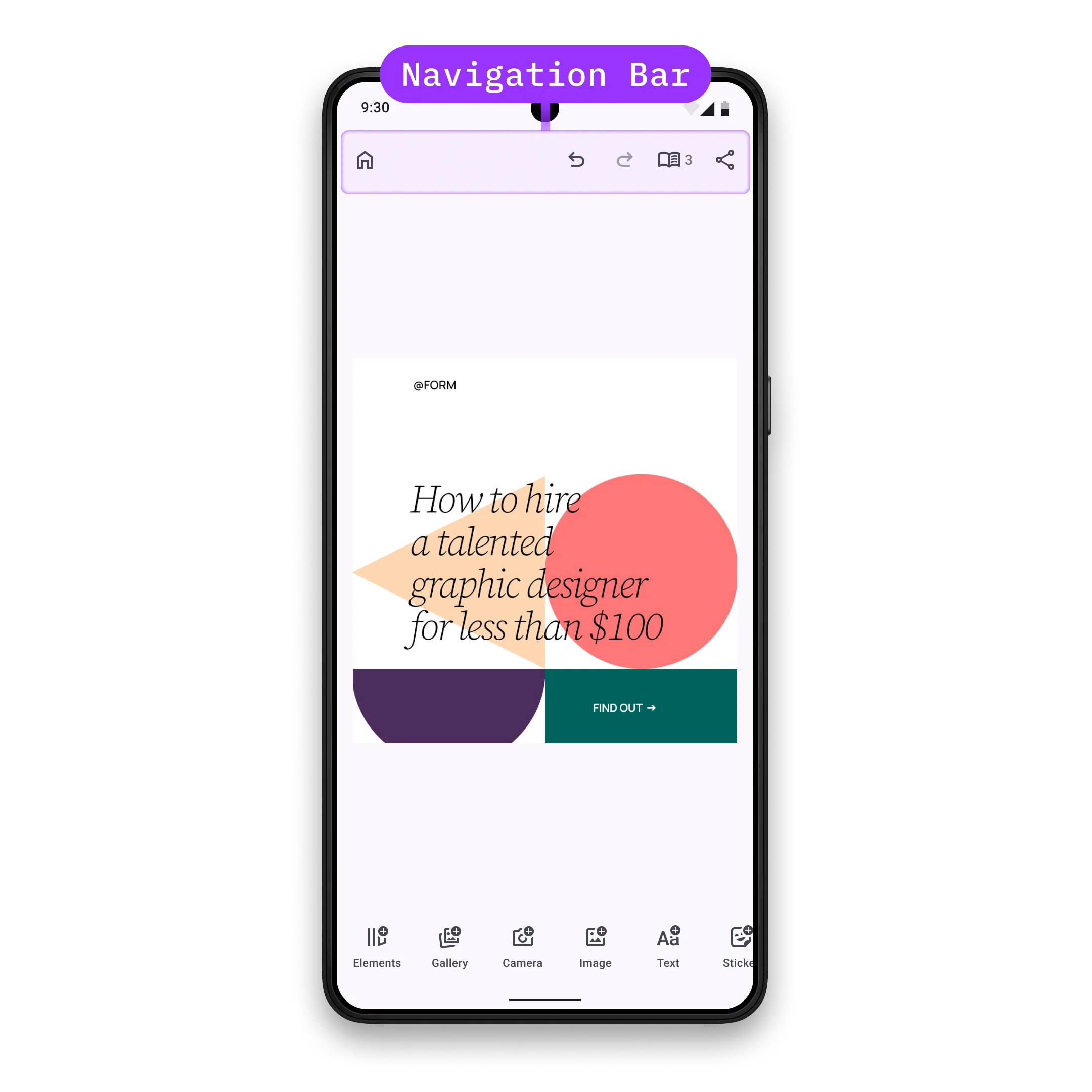 Navigation bar in the Android editor