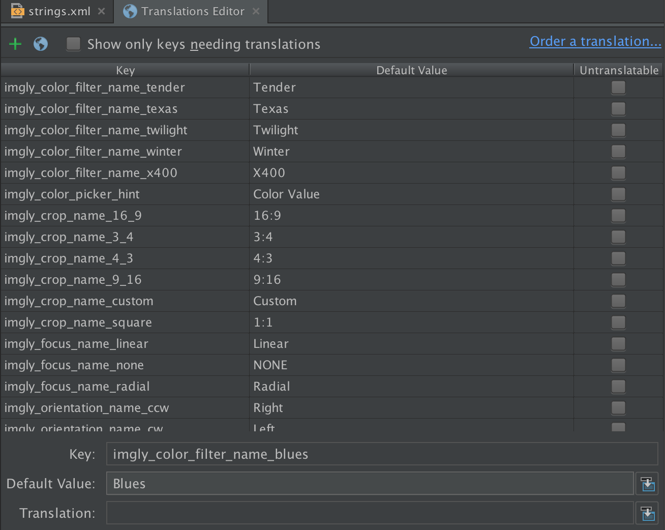 change android studio language default