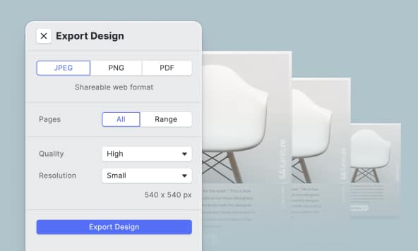 Preview of Design Export Options showcase